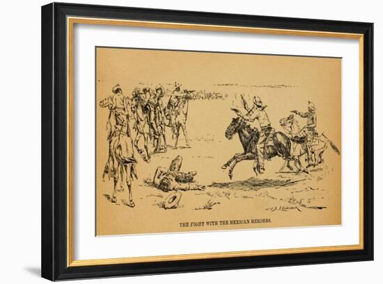 John Wesley Hardin in a Fight That Killed 5 Mexican Vaqueros, 1871-null-Framed Art Print