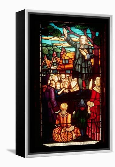 John Wesley Preaching the Gospels in England, circa 1890-null-Framed Premier Image Canvas