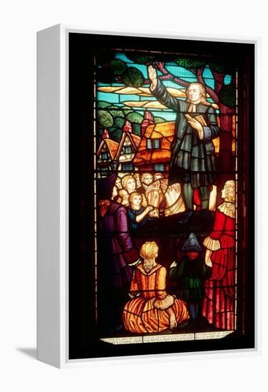 John Wesley Preaching the Gospels in England, circa 1890-null-Framed Premier Image Canvas