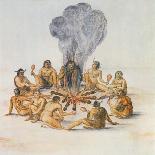 Indians Round a Fire-John White-Giclee Print