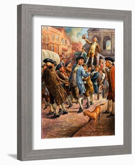 John Wilkes, Seen Here Returning from Paris, Being Saved from Arrest by a Mob of Citizens-C.l. Doughty-Framed Giclee Print