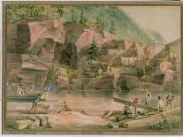 Woodland Pool with Men Fishing, 1870 (W/C on Paper)-John William Hill-Giclee Print