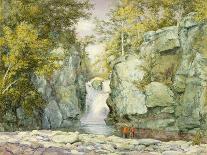 Woodland Pool with Men Fishing, 1870 (W/C on Paper)-John William Hill-Giclee Print