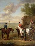 Racehorses with Jockeys Up by the Rubbing Down House on Newmarket Heath-John Wootton-Giclee Print