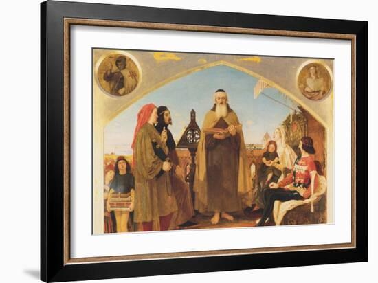 John Wycliffe Reading His Translation of the Bible to John of Gaunt-Ford Madox Brown-Framed Art Print