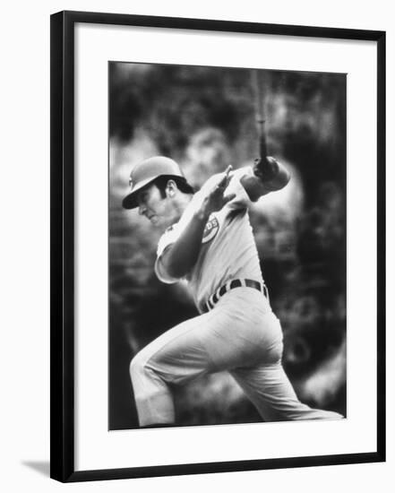 Johnny Bench, During Baseball Game, in Cincinnati-John Dominis-Framed Premium Photographic Print