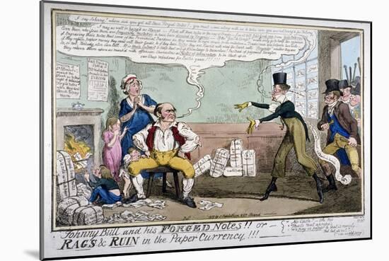 Johnny Bull and His Forged Notes!!!, 1819-George Cruikshank-Mounted Giclee Print