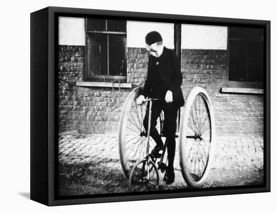Johnny Dunlop Riding His Tricycle with Rubber Tyres, 1888-null-Framed Premier Image Canvas