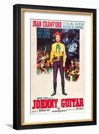 JOHNNY GUITAR, Joan Crawford on Italian poster art, 1954.-null-Framed Art Print