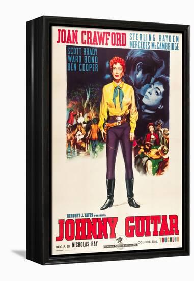 JOHNNY GUITAR, Joan Crawford on Italian poster art, 1954.-null-Framed Stretched Canvas