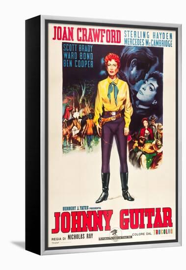 JOHNNY GUITAR, Joan Crawford on Italian poster art, 1954.-null-Framed Stretched Canvas