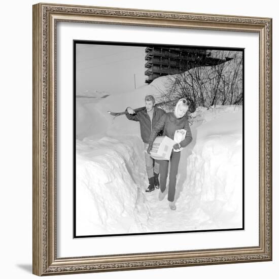 Johnny Hallyday and Sylvie Vartan in their Ski Chalet of Meribel (Southeast of France), Jan 1966-Beynon-Framed Photographic Print