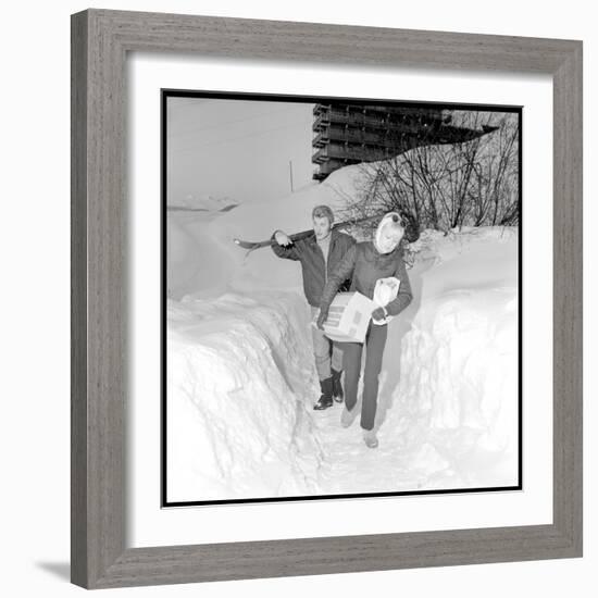 Johnny Hallyday and Sylvie Vartan in their Ski Chalet of Meribel (Southeast of France), Jan 1966-Beynon-Framed Photographic Print