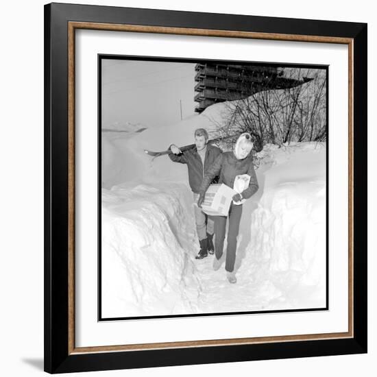 Johnny Hallyday and Sylvie Vartan in their Ski Chalet of Meribel (Southeast of France), Jan 1966-Beynon-Framed Photographic Print