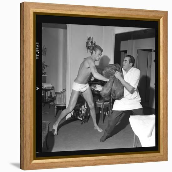 Johnny Hallyday Boxing-Marcel Begoin-Framed Premier Image Canvas