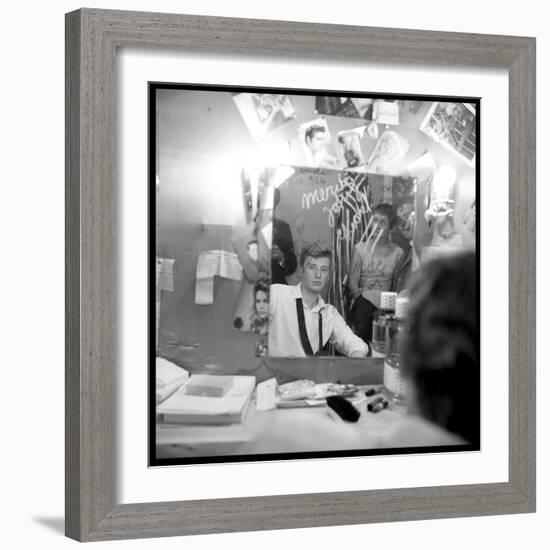 Johnny Hallyday Looking at Himself in a Mirror, Backstage-Marcel DR-Framed Photographic Print