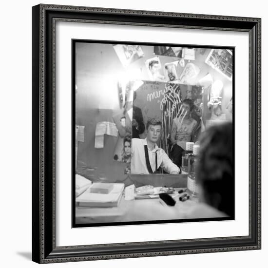 Johnny Hallyday Looking at Himself in a Mirror, Backstage-Marcel DR-Framed Photographic Print