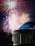 Fireworks Exploding Over Jefferson Memorial, Washington Dc, USA-Johnson Dennis-Framed Premier Image Canvas