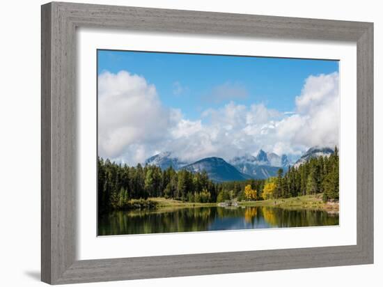 Johnson Lake, Mount Rundle Behind Clouds, Alberta-Sonja Jordan-Framed Photographic Print