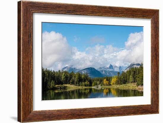 Johnson Lake, Mount Rundle Behind Clouds, Alberta-Sonja Jordan-Framed Photographic Print