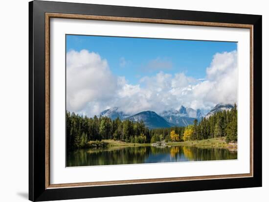 Johnson Lake, Mount Rundle Behind Clouds, Alberta-Sonja Jordan-Framed Photographic Print