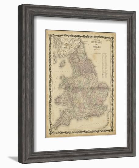 Johnson's Map of England & Wales-null-Framed Art Print