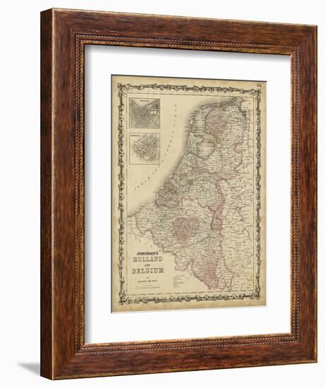 Johnson's Map of Holland & Belgium-null-Framed Premium Giclee Print