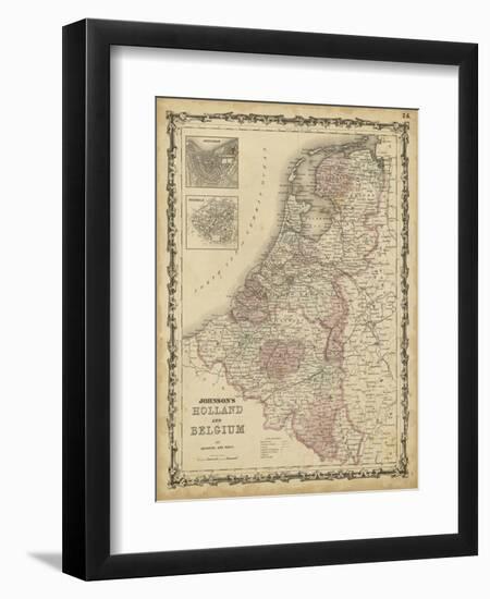 Johnson's Map of Holland & Belgium-null-Framed Premium Giclee Print