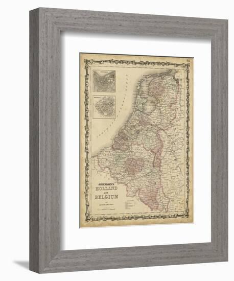 Johnson's Map of Holland & Belgium-null-Framed Art Print