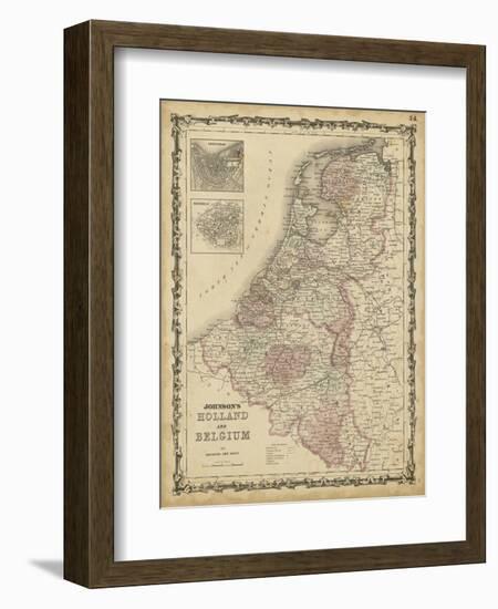 Johnson's Map of Holland & Belgium-null-Framed Art Print