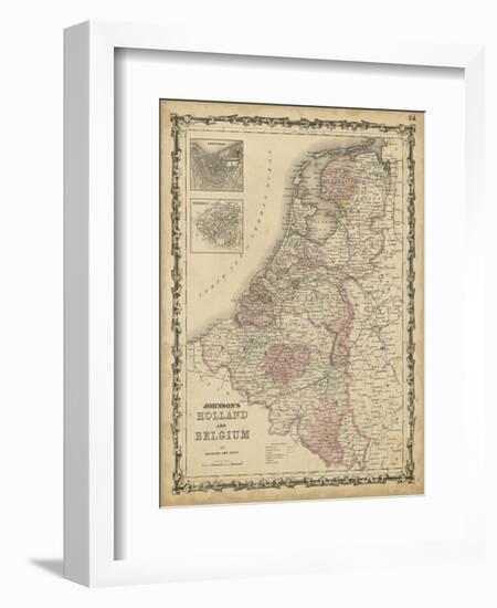 Johnson's Map of Holland & Belgium-null-Framed Art Print