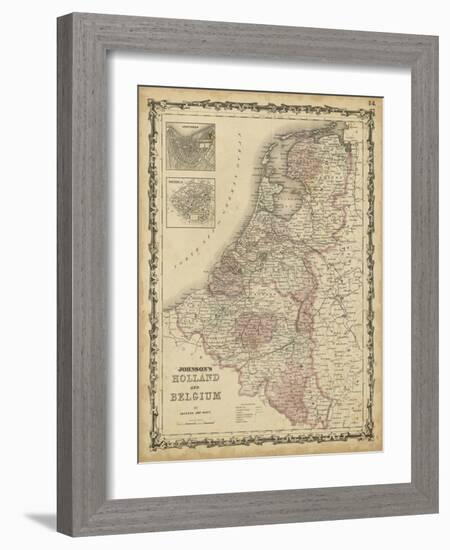 Johnson's Map of Holland & Belgium-null-Framed Art Print