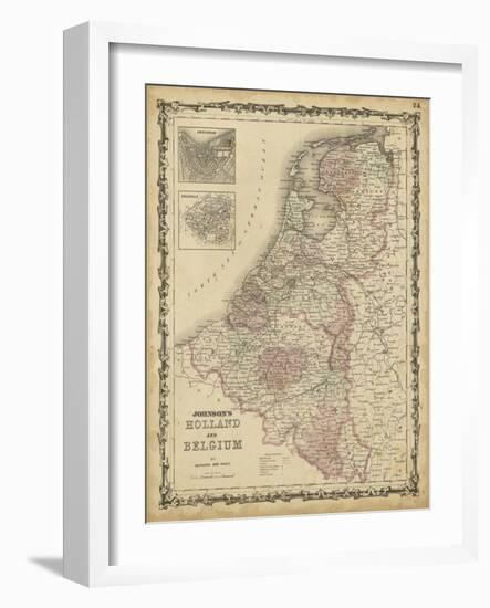 Johnson's Map of Holland & Belgium-null-Framed Art Print