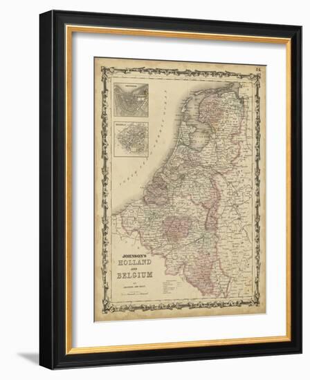 Johnson's Map of Holland & Belgium-null-Framed Art Print