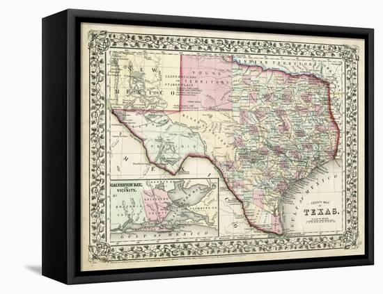 Johnson's Map of Texas-Johnson-Framed Stretched Canvas