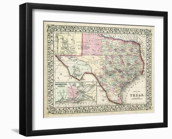 Johnson's Map of Texas-Johnson-Framed Art Print