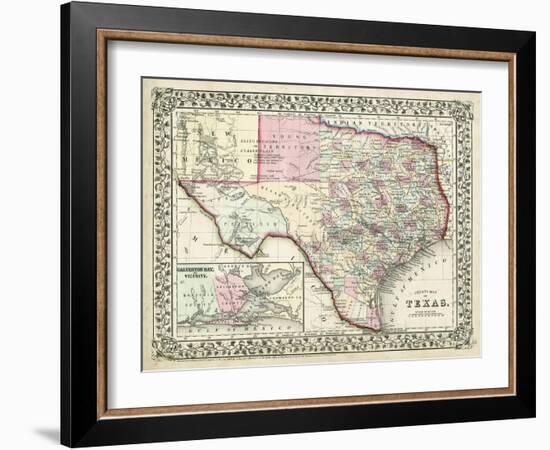 Johnson's Map of Texas-Johnson-Framed Art Print