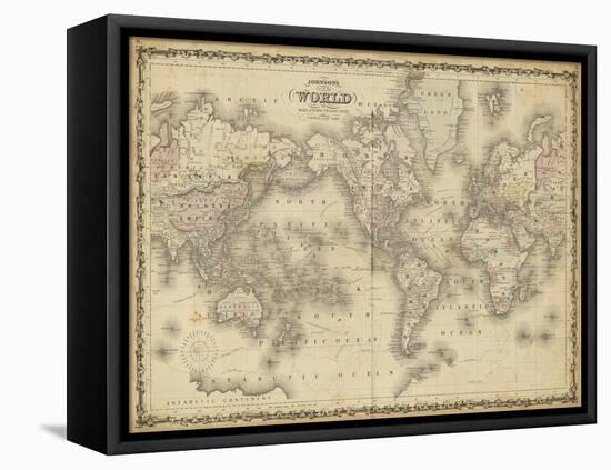 Johnson's Map of the World-null-Framed Stretched Canvas