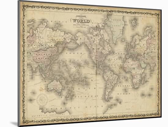 Johnson's Map of the World-null-Mounted Art Print