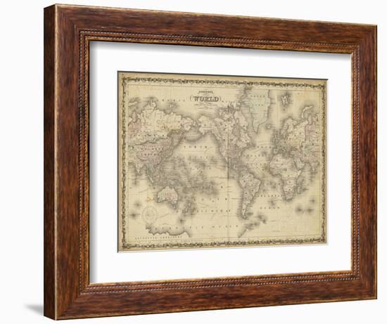 Johnson's Map of the World--Framed Art Print