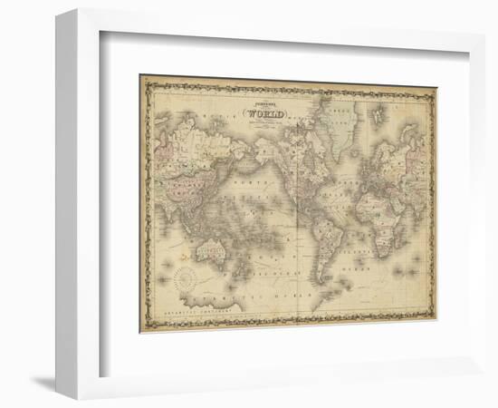 Johnson's Map of the World--Framed Art Print