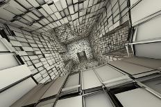 3D Futuristic Fragmented Tiled Mosaic Labyrinth Interior-johnson13-Premium Giclee Print