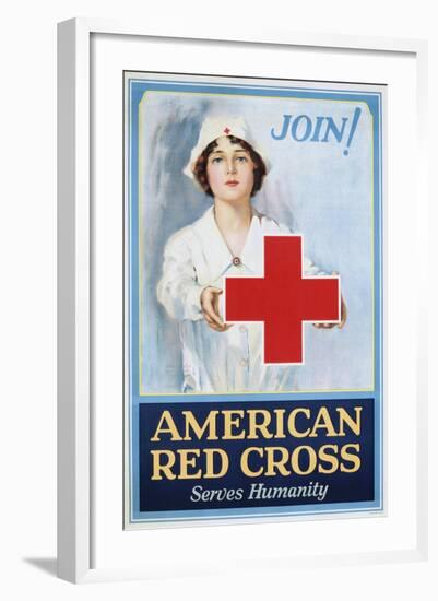 Join! American Red Cross Serves Humanity Poster-Lawrence Wilbur-Framed Giclee Print