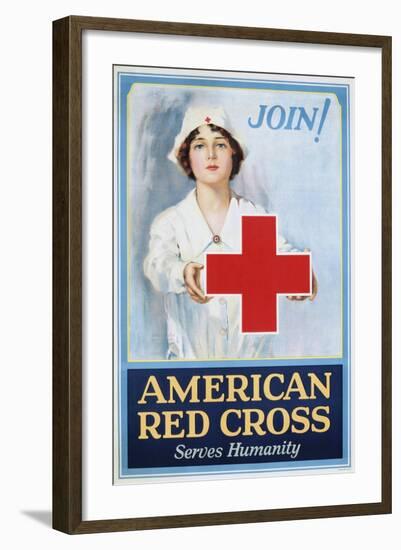 Join! American Red Cross Serves Humanity Poster-Lawrence Wilbur-Framed Giclee Print