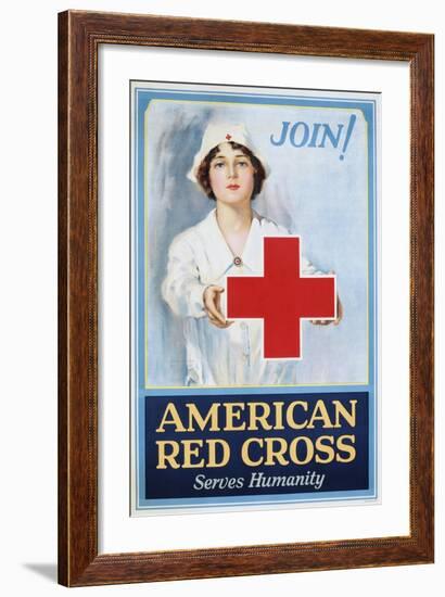 Join! American Red Cross Serves Humanity Poster-Lawrence Wilbur-Framed Giclee Print