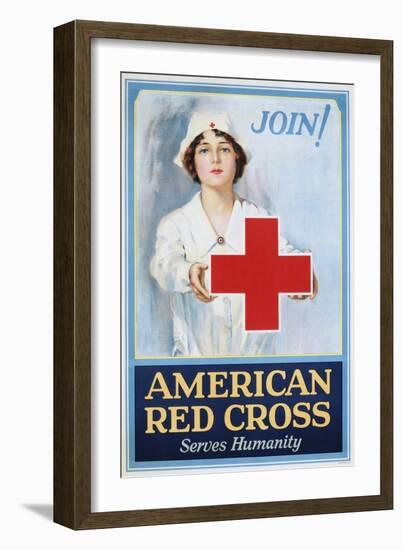 Join! American Red Cross Serves Humanity Poster-Lawrence Wilbur-Framed Giclee Print