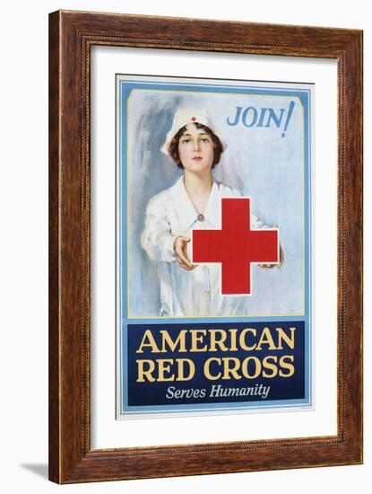 Join! American Red Cross Serves Humanity Poster-Lawrence Wilbur-Framed Giclee Print