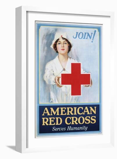 Join! American Red Cross Serves Humanity Poster-Lawrence Wilbur-Framed Giclee Print