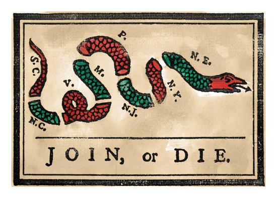 Join Or Die Cartoon, 1754 Art Print by