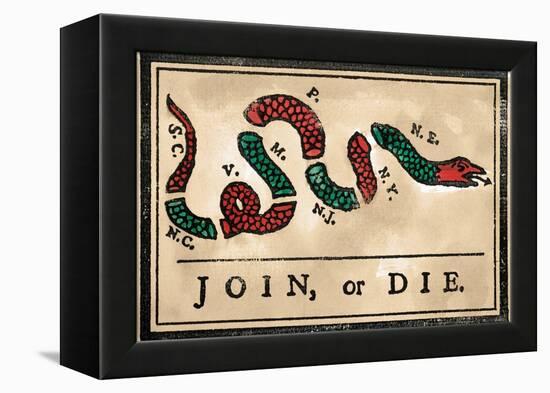 Join Or Die Cartoon, 1754-null-Framed Premier Image Canvas